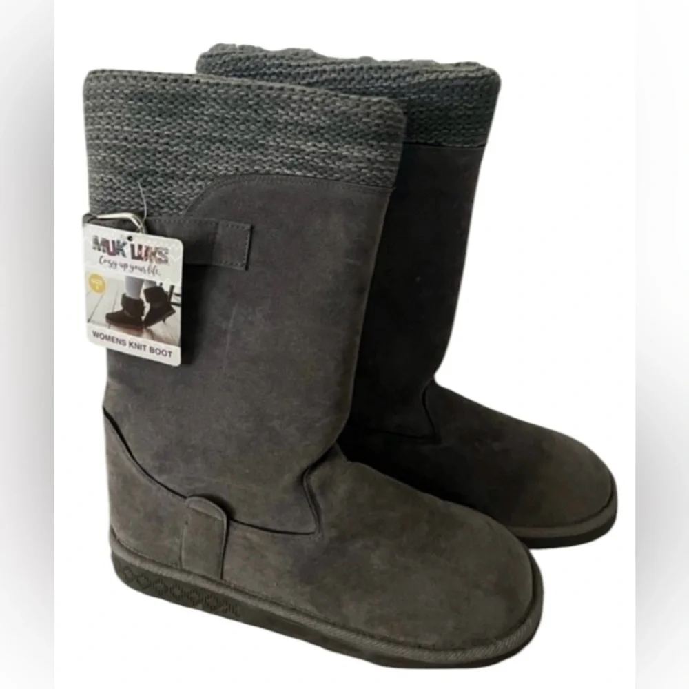 NWT Muk Luks women’s 8 faux fur lined gray knit winter boots